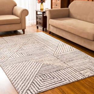 SUBRTEX Mistana Striped Tufted White Striped Area Rug
