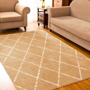 SUBRTEX MIstana Geometric Tufted Yellow Diamond Check Area Rug