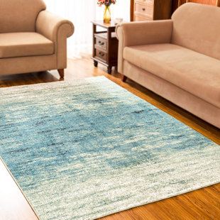 SUBRTEX Mistana Abstract Tufted Blue/White Area Rug