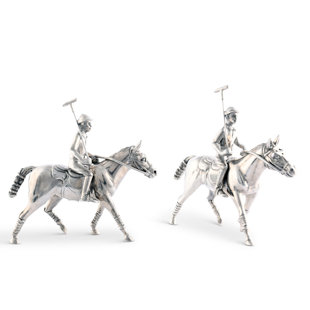 Vagabond House Equestrian Pewter Polo Player Salt and Pepper Shaker Set