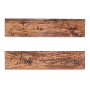 GRACIE OAKS Carbonville 2 Piece Poplar Solid Wood Floating Shelf (Set of 2)