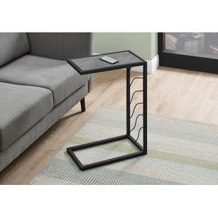 MONARCH SPECIALTIES INC. Accent Table, C-shaped, End, Side, Snack, Living Room, Bedroom, Metal, Laminate, Grey, Black