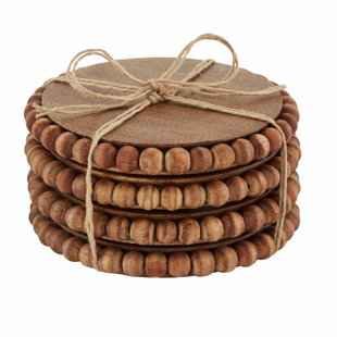 MUD PIE™ Wood Round 4 -Piece Coaster Set (Set of 4)
