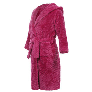 GEMMA VIOLET Fleece Mid-Calf Bathrobe with Pockets