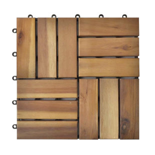 DREAMPATIO 12" x 12" Wood Interlocking Deck Tile in Brown