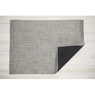 CHILEWICH Basketweave No Pattern Machine Woven Flatweave Grey Area Rug