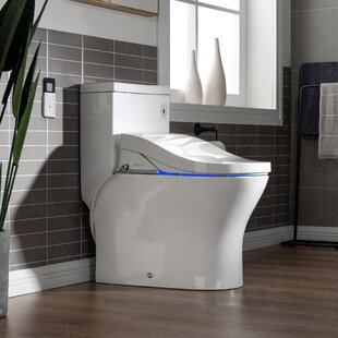 WOODBRIDGE 1.28 GPF Elongated One-Piece Dual-Flush Toilet with Plug-In Electric Smart Bidet Seat, Soft-Close, 1000G Powerful Flush, Heated Seat, Night Light, Wireless Remote, and Warm Water