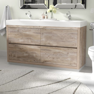 WROUGHT STUDIO™ Parsonage 59.5'' Free Standing Double Bathroom Vanity with Reinforced Acrylic Top