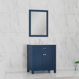 ALYA BATH Norwalk 30'' Free-standing Single Bathroom Vanity with Marble Vanity Top