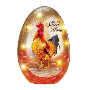 THE HOLIDAY AISLE® Kuse LED Lighted Rooster Glass Egg