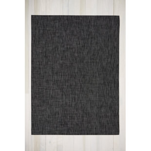 CHILEWICH Ikat No Pattern Machine Woven Flatweave Black Area Rug