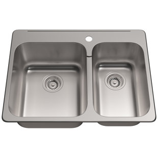 CANTRIO KONCEPTS Cantrio Premium Stainless Steel Double Kitchen Sink with 27.75" x 20.5" x 8" Dimensions