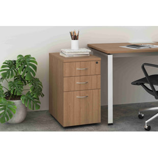 FRIANT My-Hite Manufactured Wood Vertical Filing Cabinet with 3 Drawers, Secure Interlocks, Durable Casters