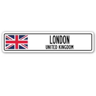 SIGNMISSION London United Kingdom Street Sign British Britons Brits Flag City Country Gift