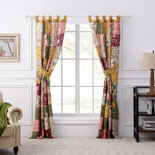 GREENLAND HOME FASHIONS Antique Chic Patchwork Semi-Sheer Tab Top Curtain Panels (Set of 2)