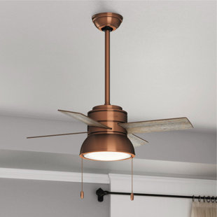 HUNTER FAN 36" Loki 4 - Blade Standard Ceiling Fan with Pull Chain and Light Kit Included