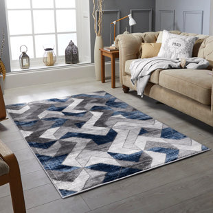 EAST URBAN HOME Navy/Grey/White Area Rug