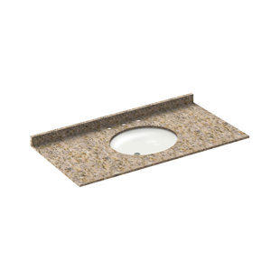LESSCARE 49'' Stone Single Vanity Top with Sink Faucet Holes