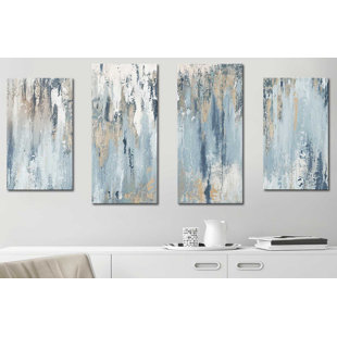WILLA ARLO™ INTERIORS Blue Illusion - 4 Piece Painting Print Set on Canvas