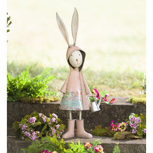 PLOW & HEARTH Metal Storybook Rabbit Garden Statue