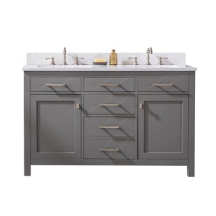 BREAKWATER BAY Saur 54'' Free-standing Double Bathroom Vanity with Engineered Stone Vanity Top