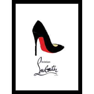 VENICE BEACH COLLECTIONS Fairchild Paris GLAM BLACK & RED CLASSY PUMP HEEL - 14"x18" Framed Print