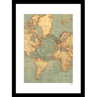 VENICE BEACH COLLECTIONS Fairchild Paris FASHION VINTAGE WORLD MAP - 14"x18" Framed Print