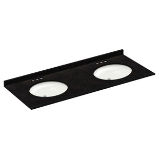 LESSCARE 61'' Granite Double Vanity Top with Sink and 6 Faucet Holes
