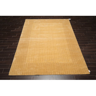 ORIENTAL RUG OF HOUSTON Looped/Hooked Wool/Silk Tan/Beige Area Rug