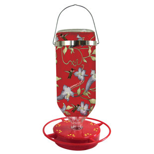 HUMMERS GALORE Glass Hanging Hummingbird Feeder