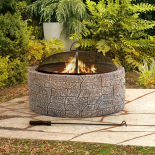 SUNJOY 46cm H x 67cm Clay Outdoor Fire Pit