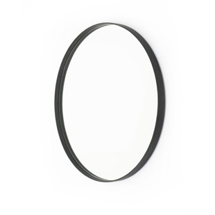 BRAYDEN STUDIO Bostic Round Oak Framed, Wall Mounted Accent Mirror