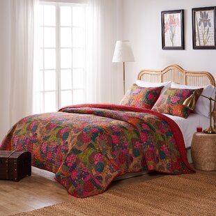 GREENLAND HOME FASHIONS Jewel Boho Patchwork Print Quilt Set with Throw Pillows