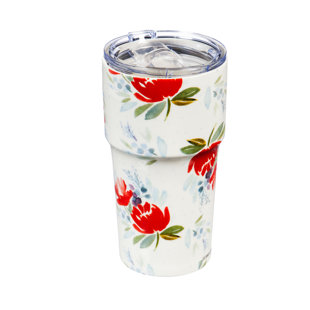 READIVAC Wild Flowers 13 oz Double Wall Ceramic Travel Tumbler