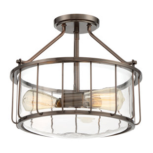 WILLISTON FORGE Adriana 2 - Light 14.4" Caged Drum Semi Flush Mount