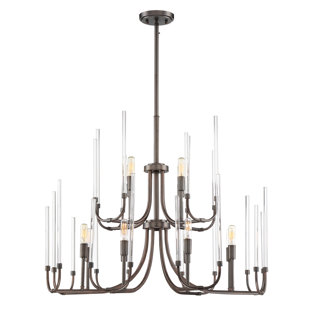 WILLISTON FORGE Shellson 12 - Light Dimmable Tiered Chandelier
