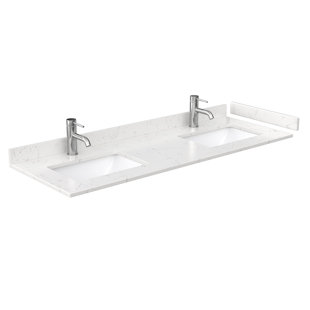 WYNDHAM COLLECTION 60" Double Cultured Marble Bathroom Vanity Top with Sink