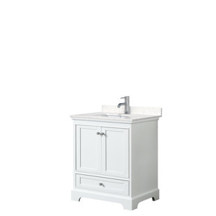 WYNDHAM COLLECTION Deborah 30'' Single Bathroom Vanity with Marble Top