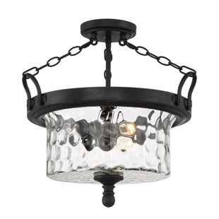 FLEUR DE LIS LIVING Shafer 3 - Light 17.5" Lantern Drum Semi Flush Mount