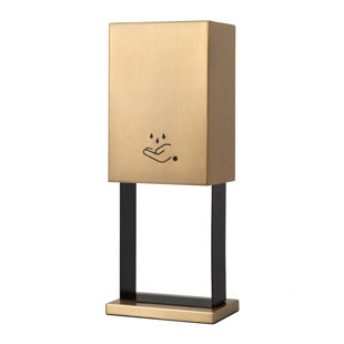 NOVA OF CALIFORNIA Luxe Tabletop Touchless Hand Sanitizer Dispenser - 21", Brushed Brass, Powermist