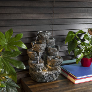 MILLWOOD PINES Rockridge Outdoor Weather Resistant Fountain with Light