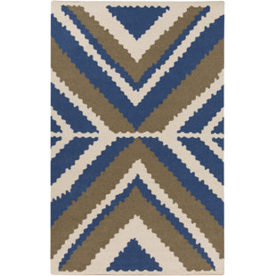 BETH LACEFIELD FOR SURYA Alameda Chevron Handwoven Wool Blue/Ivory Area Rug