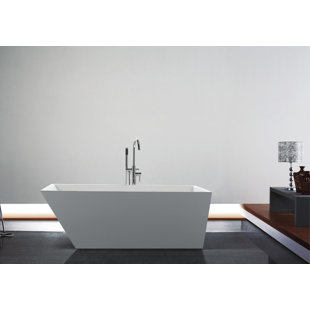KUBE BATH Obliquo 66.3'' x 31.25'' Freestanding Soaking Acrylic Bathtub