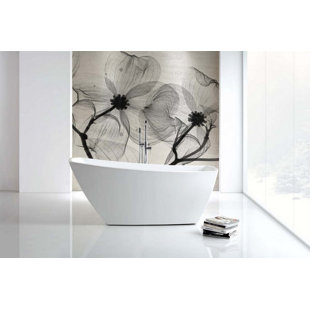 KUBE BATH Volta 67'' x 66.75'' Freestanding Soaking Acrylic Bathtub