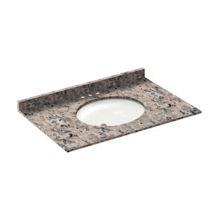 LESSCARE 37'' Granite Single Vanity Top with Sink and 3 Faucet Holes