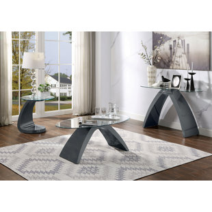 BRAYDEN STUDIO® Manraj 3 - Piece Glass Top Living Room Table Set