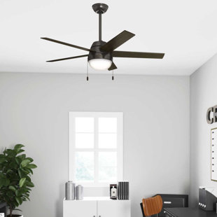 HUNTER FAN 52" Anslee 5 - Blade Standard Ceiling Fan with Pull Chain and Light Kit Included