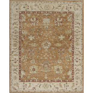 SAMAD RUGS Essence Handmade Hand-Knotted Wool Pumpkin/Beige Rug