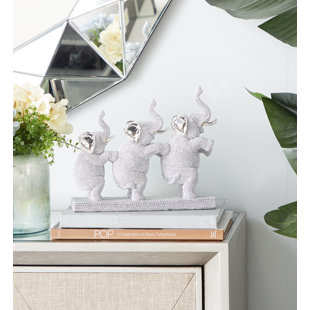HOUSE OF HAMPTON® Dubica Polystone Elephant Decorative Silver Sculpture
