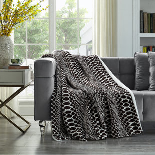 COZY TYME Printed Flannel Throw Reverse Solid Sherpa 50" x 60"